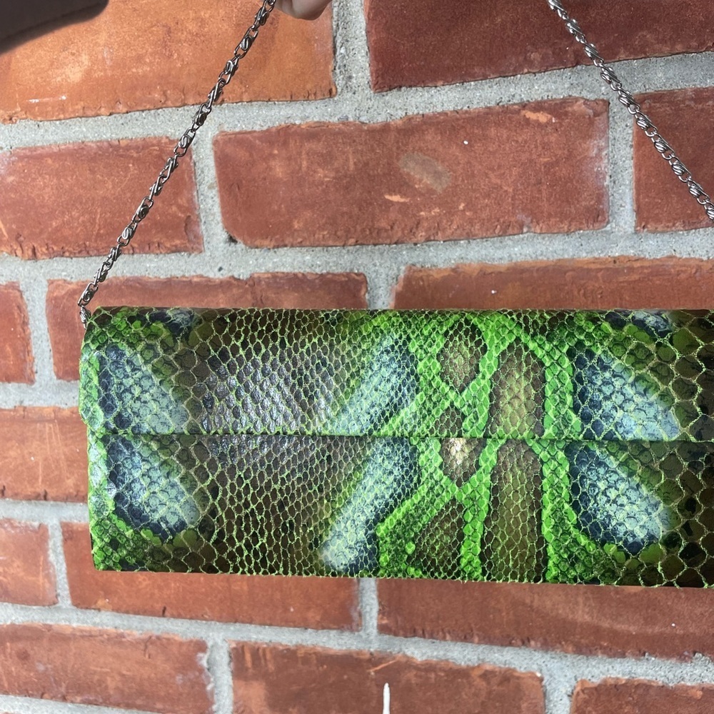 Vintage 90's green snake skin bag - Picture 7 of 12